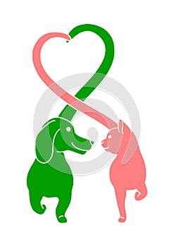 Friendly cat and dog logo design