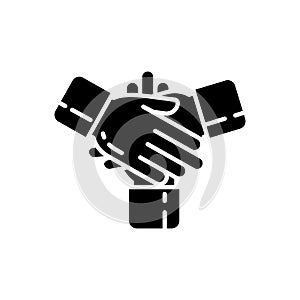 Friendly cooperation black glyph icon