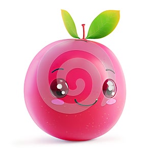 Friendly cranberry character with a charming smile and green leaves