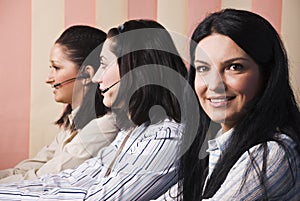 Friendly customer service teamwork women