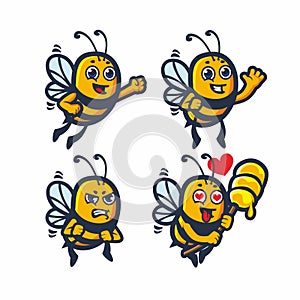 FRIENDLY AND CUTE bee mascot design set bundle