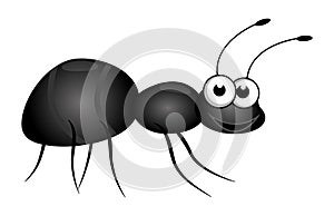 Friendly cute cartoon little ant isolated on a white background. Flat style.