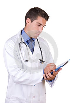 Friendly doctor taking notes