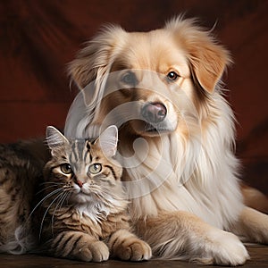 friendly Dog and cat together