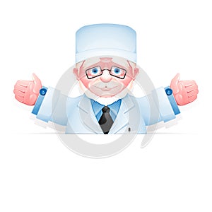 Friendly elderly doctor with arms wide open