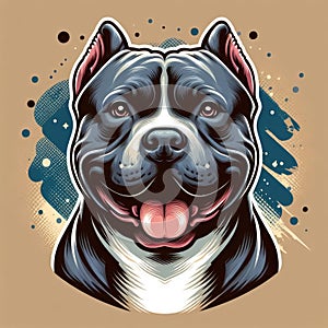 Friendly Faces: Illustrated Pitbulls Radiating Happiness
