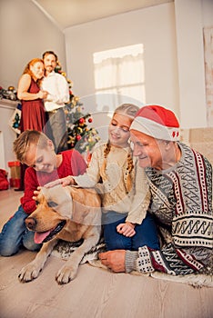 Friendly family enjoying winter holiday