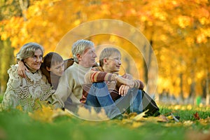 Friendly family in park