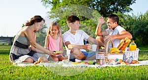 Friendly family at picnic