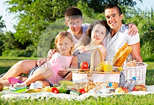 Friendly family at picnic