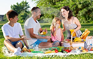 Friendly family at picnic