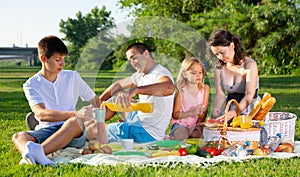 Friendly family at picnic