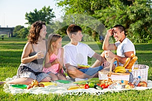 Friendly family at picnic