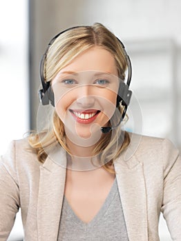 Friendly female helpline operator