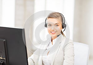 Friendly female helpline operator