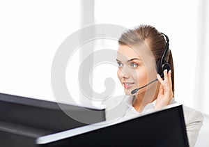 Friendly female helpline operator