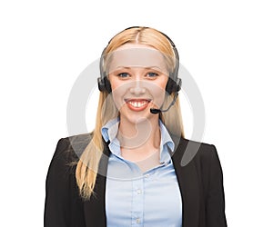 Friendly female helpline operator