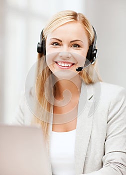 Friendly female helpline operator