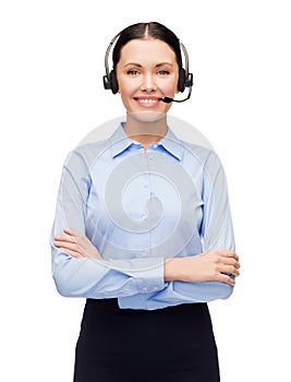 Friendly female helpline operator