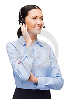 Friendly female helpline operator