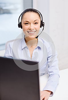 Friendly female helpline operator