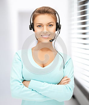 Friendly female helpline operator