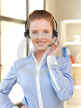 Friendly female helpline operator