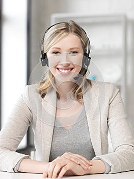 Friendly female helpline operator