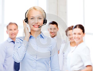 Friendly female helpline operator