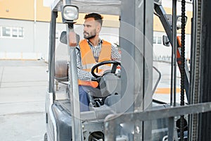 friendly forklift driver at work