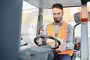 friendly forklift driver at work
