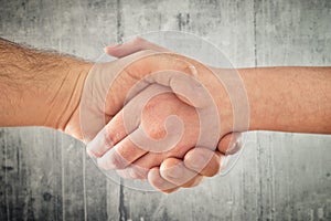 Friendly handshake. Man and woman shaking hands.