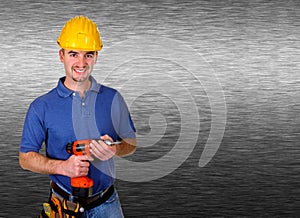 Friendly handy man portrait background