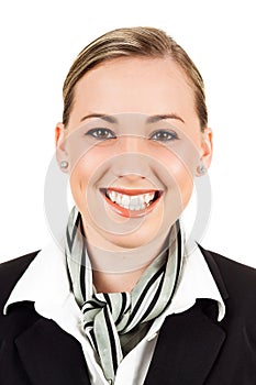 Friendly happy air hostess