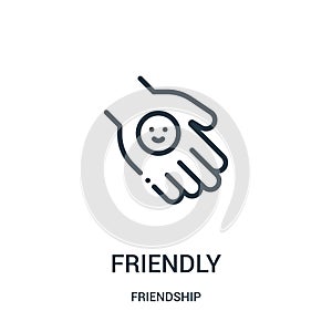 friendly icon vector from friendship collection. Thin line friendly outline icon vector illustration. Linear symbol for use on web