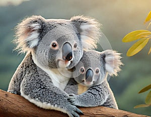 Friendly koala mom and her adorable baby