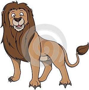 Friendly Lion Cartoon Color Illustration