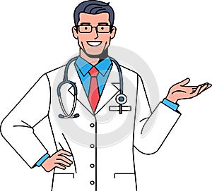 Friendly Male Doctor Presenting or Explaining