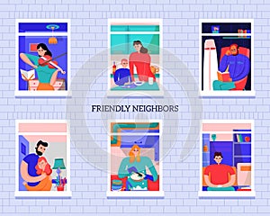 Friendly Neighbors Windows Illustration