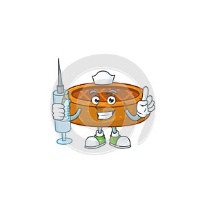 Friendly Nurse peanut cookies mascot design style using syringe