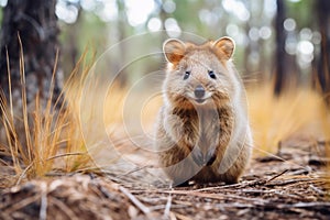 Friendly Quokka animal rodent field. Generate Ai