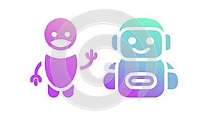 Friendly Robot Characters Vector Digital Technology Communication Icons vector design Generative AI