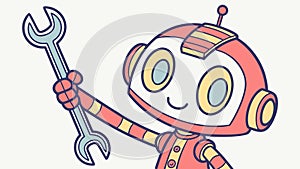 Friendly Robot with Wrench, Maintenance and Tech, vector design Generative AI