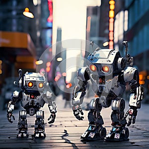 friendly robots exploring futuristic cities k uhd very detaile