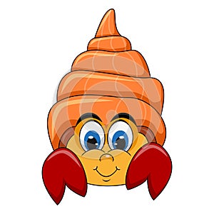 A friendly smiling orange conch cartoon vector illustration