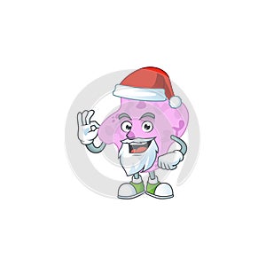 Friendly tetracoccus Santa cartoon character design with ok finger