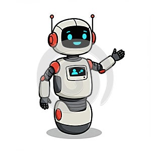 Friendly White and Red Pixel Art Robot Illustration