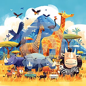 Friendly Wildlife Gathering, Illustration Style