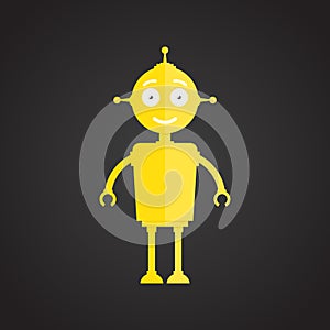 Friendly yellow robot, front view