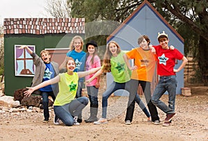 Friends at acting camp pose together